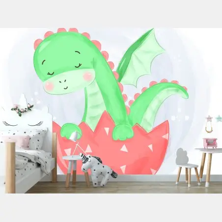 Fotomural dulce dragón bebé en huevo rosa – Pixers®