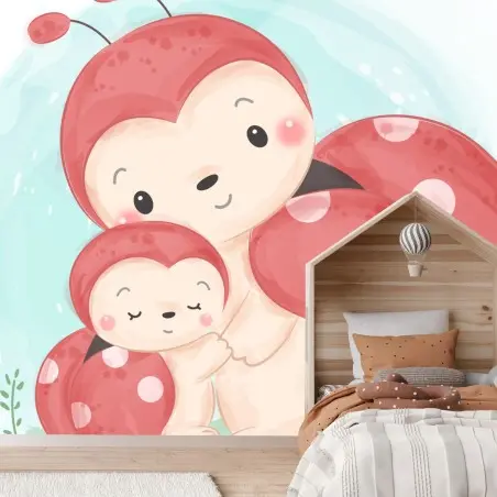 Fotomural abrazo de mariquitas para habitación infantil