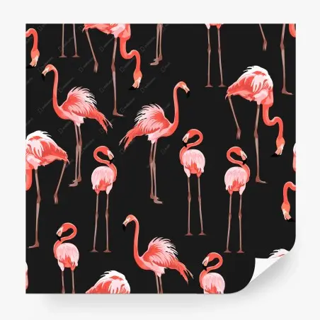 Fotomural estampado de flamencos rosa sobre fondo negro – Pixers®