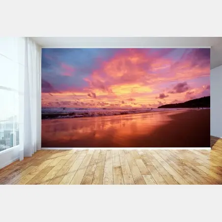 Fotomural atardecer rosa sobre la orilla – Pixers®