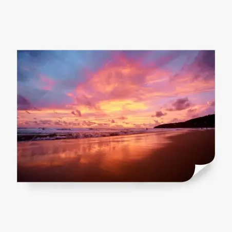 Fotomural atardecer rosa sobre la orilla – Pixers®