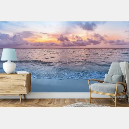 Fotomural atardecer pastel en la playa – Pixers®