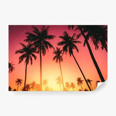 Fotomural atardecer tropical con palmeras en silueta – Pixers®