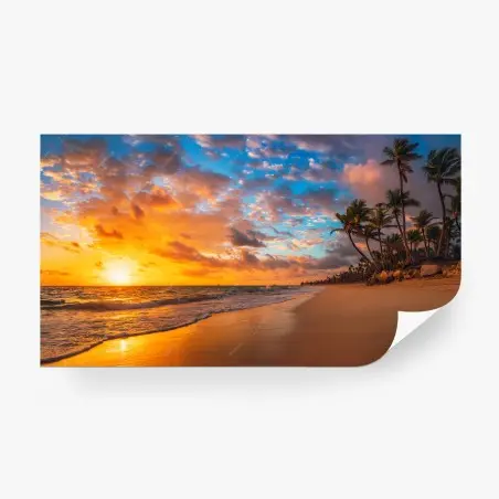 Fotomural amanecer dorado en playa tropical – Pixers®