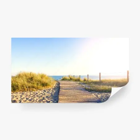 Fotomural sendero de madera hacia el mar – Pixers®