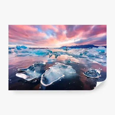 Fotomural amanecer sobre témpanos de hielo en tonos pastel – Pixers®