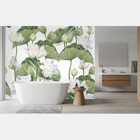 Fotomural loto blanco en acuarela para decoración – Pixers®