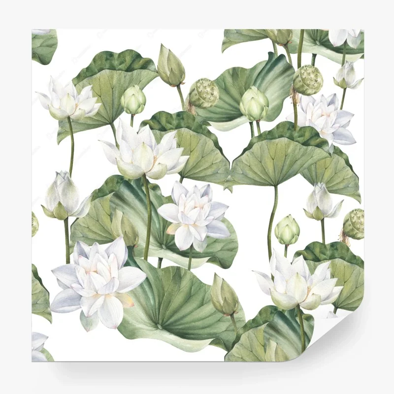 Fotomural loto blanco en acuarela para decoración