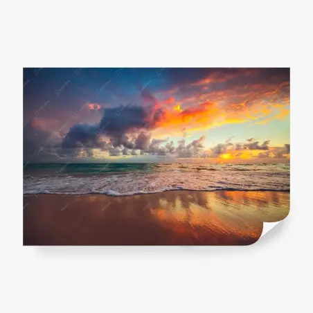 Fotomural amanecer tropical en la orilla – Pixers®