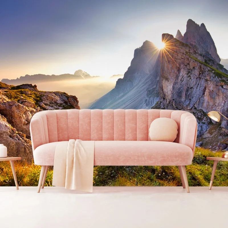 Fotomural amanecer en Seceda, Dolomitas