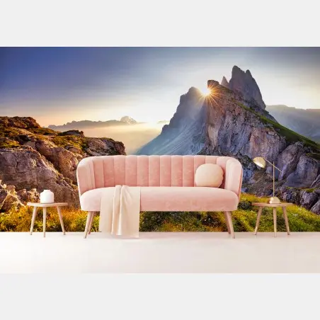 Fotomural amanecer en Seceda, Dolomitas – Pixers®
