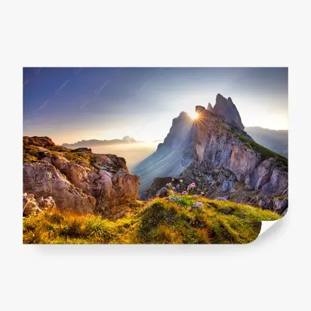 Fotomural amanecer en Seceda, Dolomitas – Pixers®