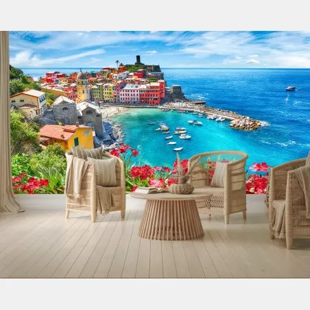 Fotomural vistas coloridas de Vernazza, Italia – Pixers®