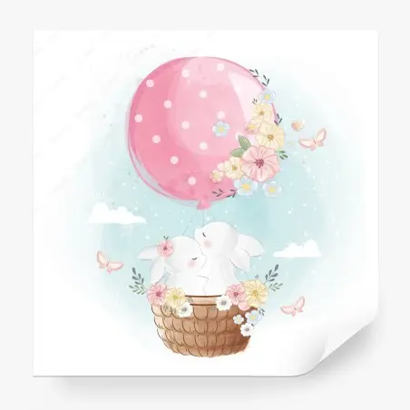 Fotomural conejitos en globo floral – Pixers®