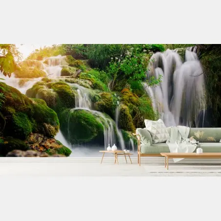 Fotomural oasis de musgo y cascadas – Pixers®