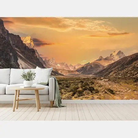 Fotomural puesta de sol en el Himalaya, valle de Sagarmatha – Pixers®