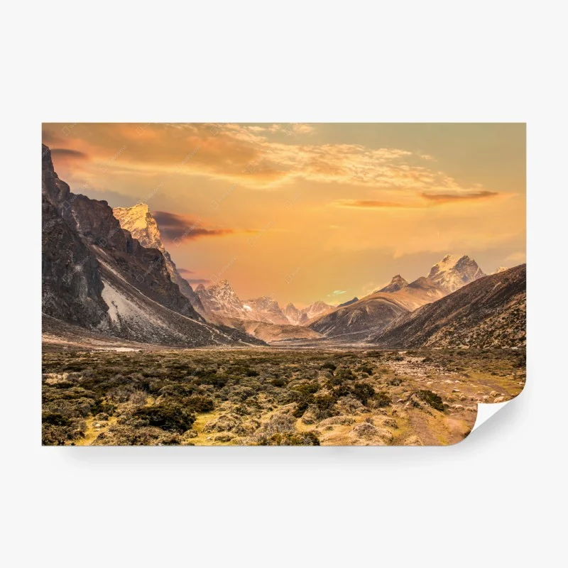 Fotomural puesta de sol en el Himalaya, valle de Sagarmatha