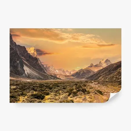 Fotomural puesta de sol en el Himalaya, valle de Sagarmatha – Pixers®