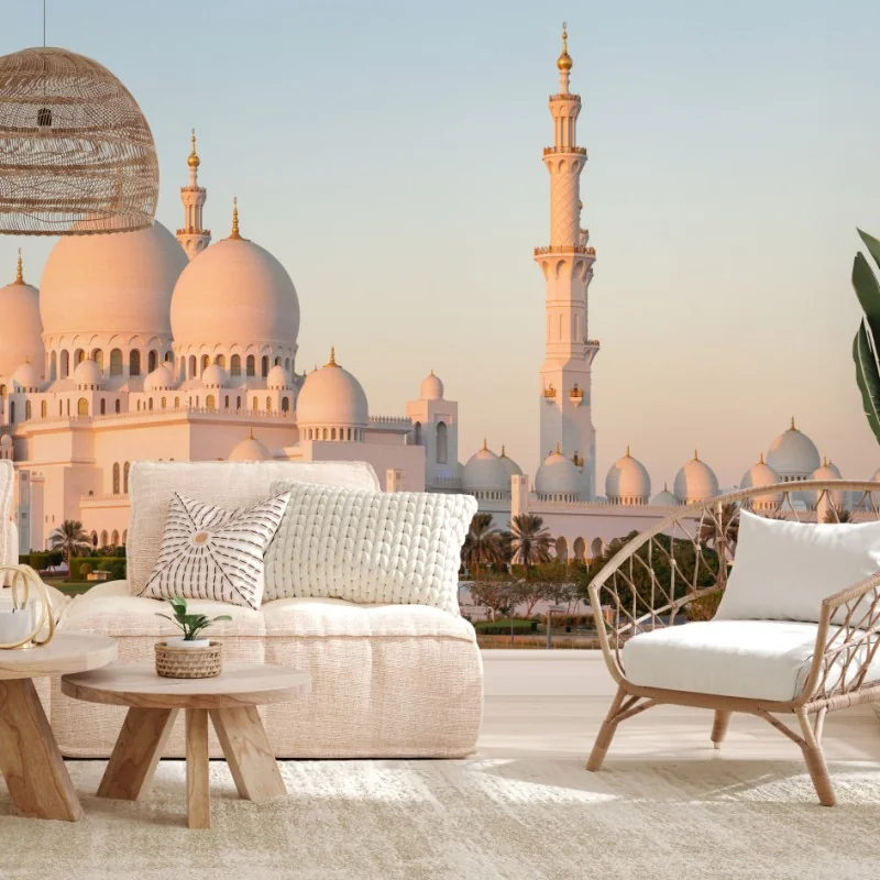 Fotomural panorama sereno de la mezquita Sheikh Zayed en Abu Dhabi