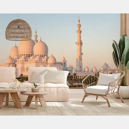 Fotomural panorama sereno de la mezquita Sheikh Zayed en Abu Dhabi – Pixers®
