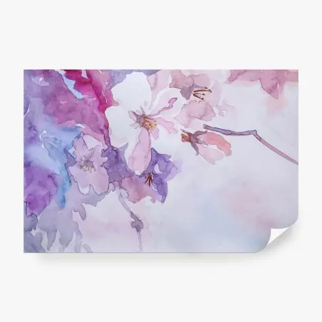 Fotomural flores etéreas en acuarela lila y rosa – Pixers®