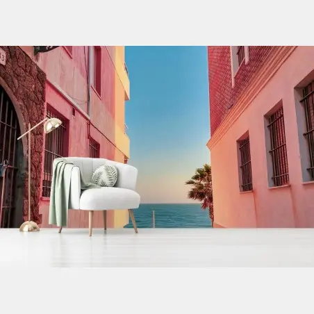 Fotomural pasaje hacia el mar al atardecer – Pixers®