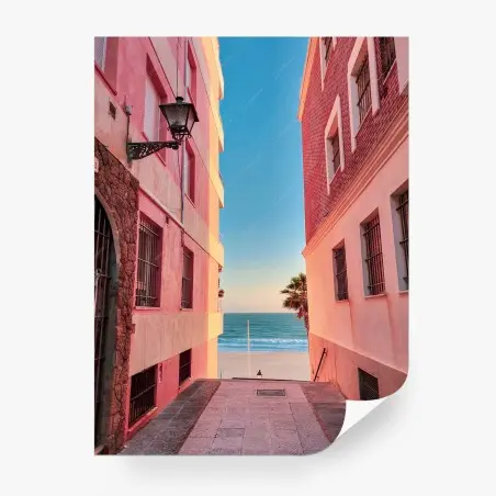 Fotomural pasaje hacia el mar al atardecer – Pixers®