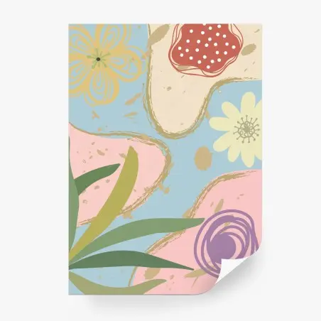 Fotomural diseño floral abstracto en tonos pastel – Pixers®