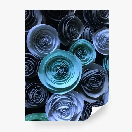 Fotomural rosas de papel en espiral en tonos azul y verde – Pixers®