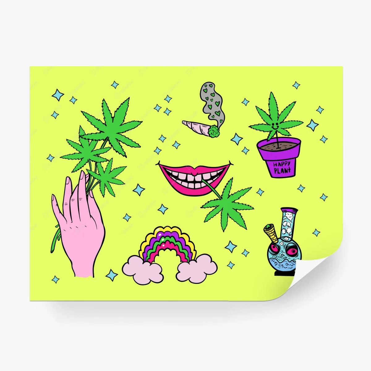 Fotomural ilustración pop de cannabis y colores vivos – Pixers® Fotomural ilustración pop de cannabis y colores vivos – Pixers®
