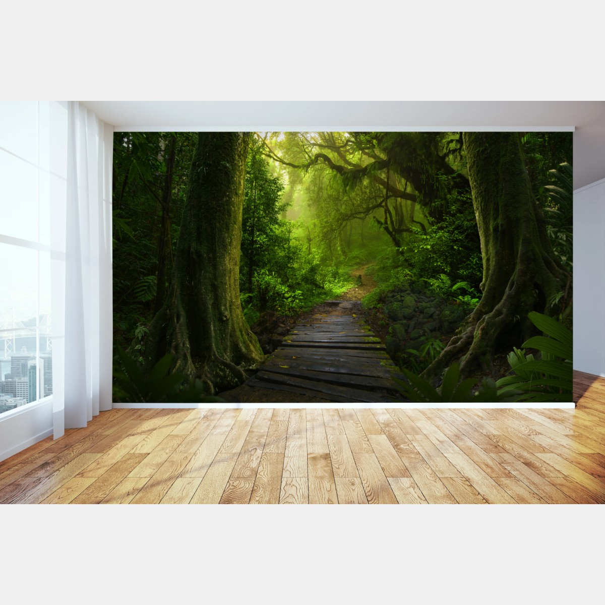 Fotomural sendero místico en la selva esmeralda – Pixers®