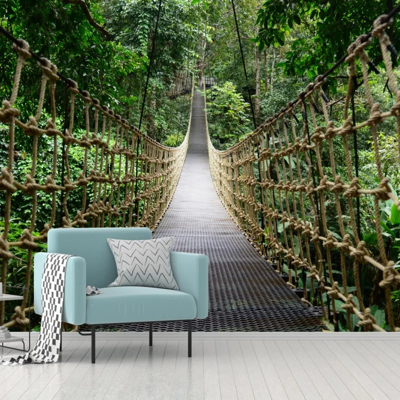 Fotomural pasarela suspendida en la selva