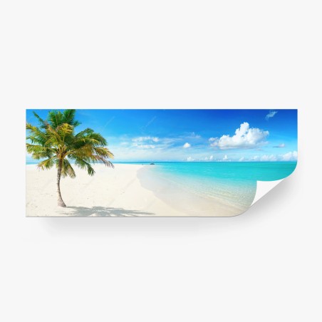 Fotomural playa paradisíaca con palmera solitaria – Pixers®