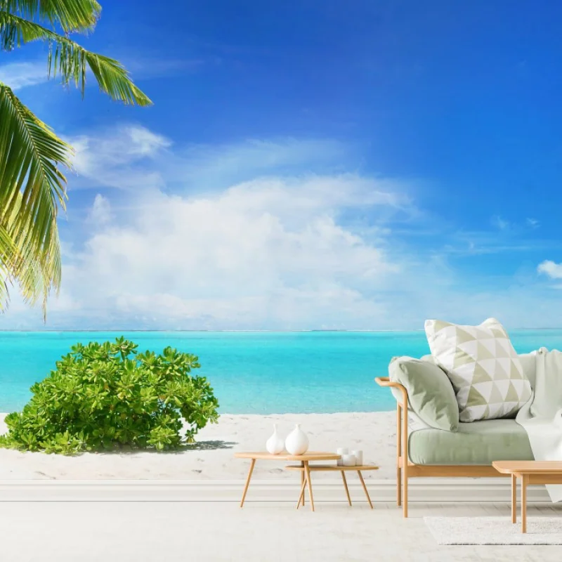 Fotomural escena de playa tropical en Maldivas