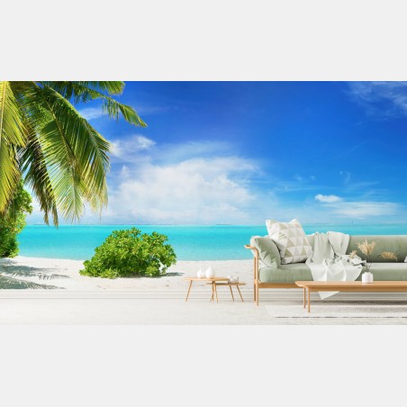 Fotomural escena de playa tropical en Maldivas – Pixers®