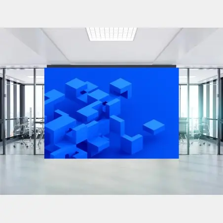 Fotomural composición geométrica isométrica en azul – Pixers®