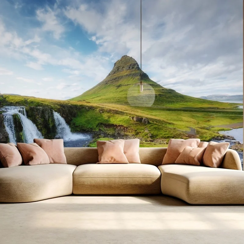 Fotomural amanecer en Kirkjufell, paisaje de Islandia