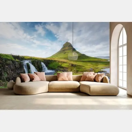 Fotomural amanecer en Kirkjufell, paisaje de Islandia – Pixers®