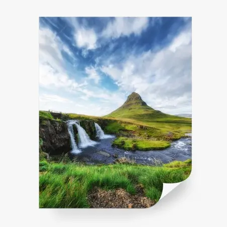Fotomural amanecer en Kirkjufell, paisaje de Islandia – Pixers®