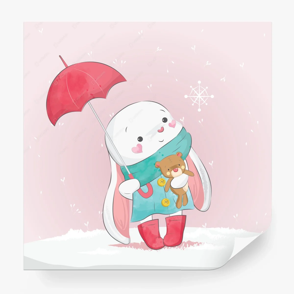 Fotomural conejito invernal con osito y paraguas – Pixers® Fotomural conejito invernal con osito y paraguas – Pixers®