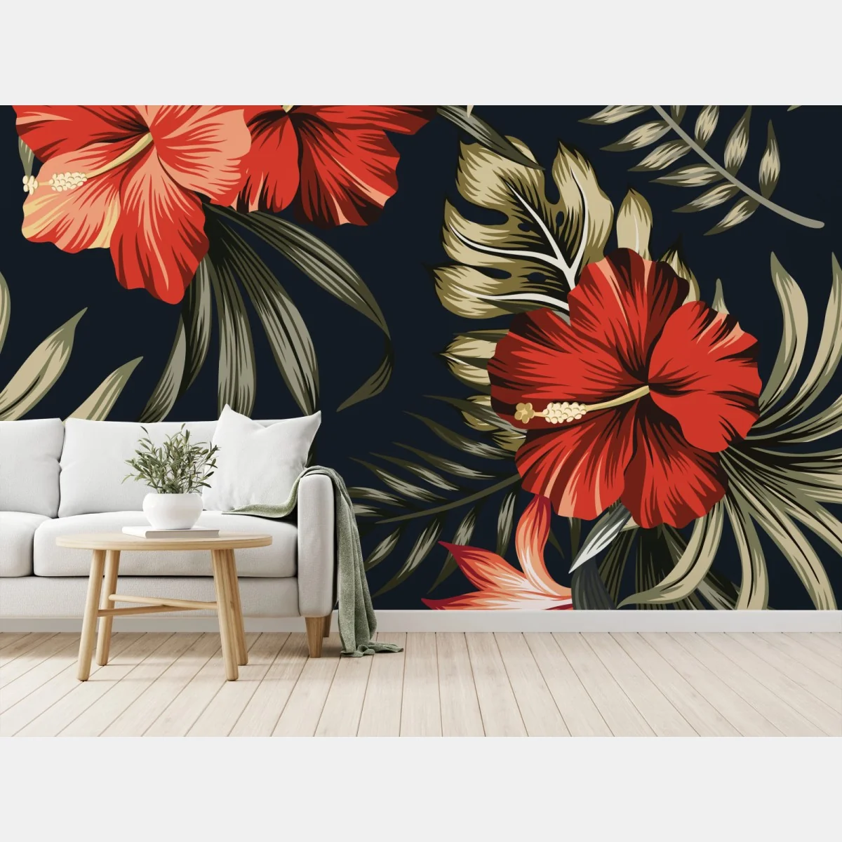 Fotomural diseño tropical de hibiscos rojos sobre fondo oscuro – Pixers® Fotomural diseño tropical de hibiscos rojos sobre fondo oscuro – Pixers®