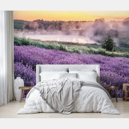 Fotomural campo de lavanda al amanecer – Pixers®