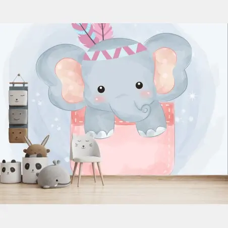Fotomural elefante bebé en bolsillo acuarela – Pixers®