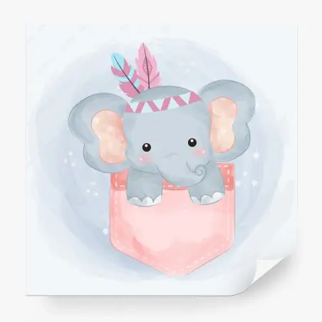 Fotomural elefante bebé en bolsillo acuarela – Pixers®