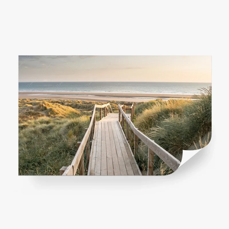 Fotomural pasarela hacia la playa al atardecer