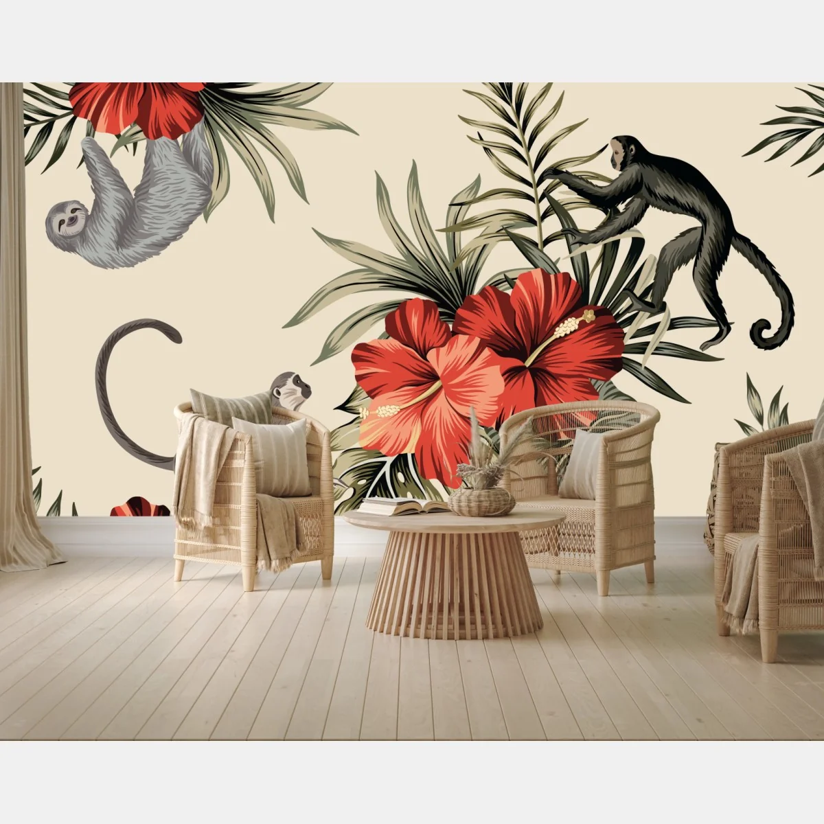 Fotomural selva tropical con monos y hibiscos – Pixers® Fotomural selva tropical con monos y hibiscos – Pixers®