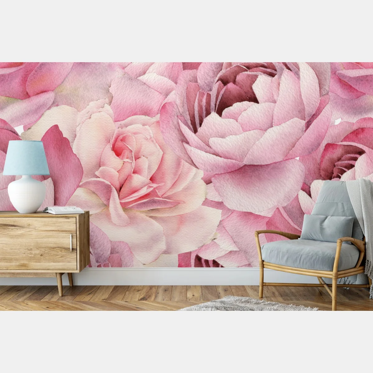 Fotomural patrón romántico de rosas en acuarela – Pixers® Fotomural patrón romántico de rosas en acuarela – Pixers®