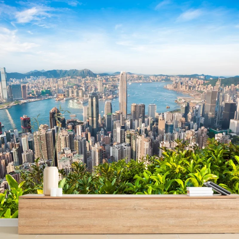 Fotomural vista panorámica de Hong Kong desde Victoria Peak