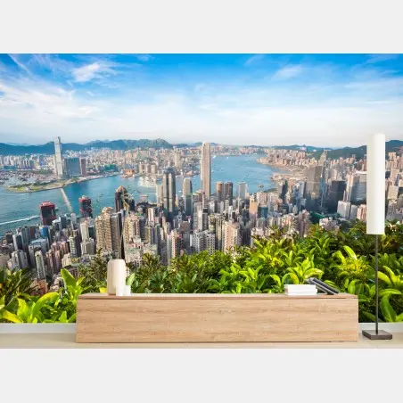 Fotomural vista panorámica de Hong Kong desde Victoria Peak – Pixers®