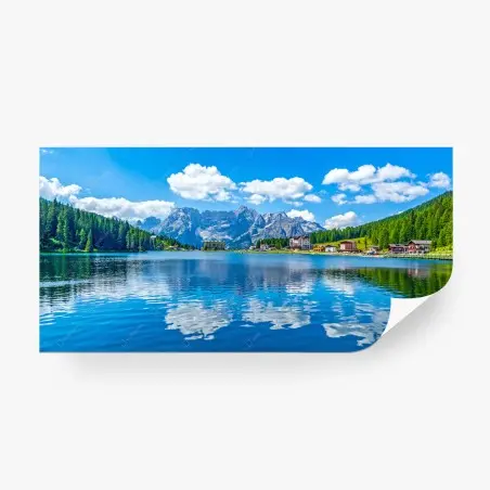 Fotomural panorámica del lago Misurina en Dolomitas – Pixers®